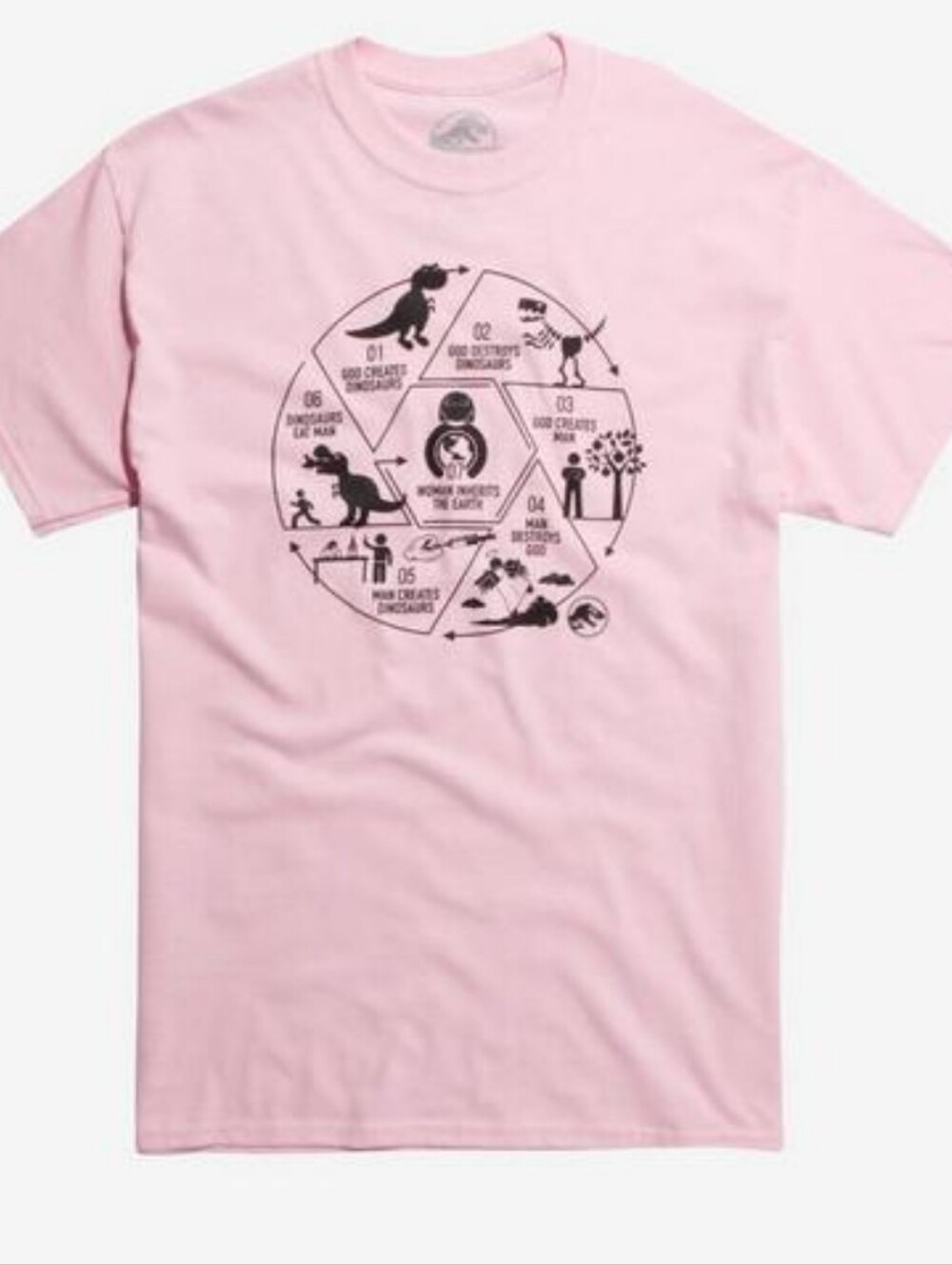 Jurassic Park Pink Woman Inherits The Earth Graphic Tee Shirt Large Movie Fan